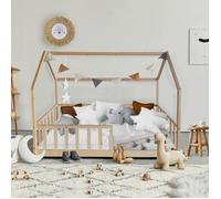 Lit cabane Kiwi 90x190 avec sommier et matelas /Naturel