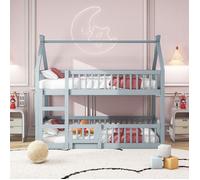 Lit cabane lit enfant Lit superposé avec escalier Lit 90x200 cm Lit familial bois massif Gris