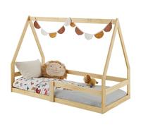 IDIMEX Lit cabane LUSIA 80x160 cm, lit Simple 1 Place pour bébé ou Enfant de Type Montessori, en pin Massif à la Finition Naturelle
