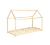 Lit cabane Montessori. bois massif en pin naturel - Tobias - sommier inclus. 90 x 190 cm
