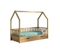 Lit cabane nature 90x200 avec tiroir