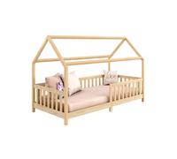 IDIMEX Lit cabane Nina lit Enfant Simple Montessori en Bois 90 x 190 cm, en pin Massif à la Finition Naturelle