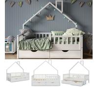 Vitalispa Lit cabane Noemi, Blanc, 80x160 cm avec 2 tiroirs Blanc G