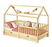 Lit cabane NUNA avec tiroirs, 90 x 200 cm en pin massif finition naturelle