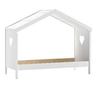 MILADY - Lit Cabane Ouvert 90x200cm Blanc Motifs Coeurs Ajourés - Altobuy Blanc