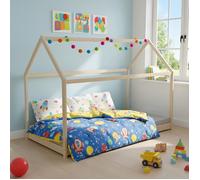 Lit cabane PANDA 90x200 + 1 sommier / Bois clair