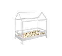 Lit Cabane Enfant "Tymmi House" 80x160cm Blanc Mat