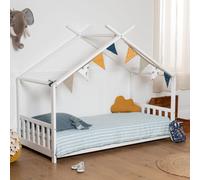 Happy Garden Lit cabane enfant Gaspard 190 x 90 cm bois de pin blanc avec sommier, tête et pied
