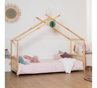 Happy Garden Lit cabane enfant Gaspard 190x90 cm bois de pin naturel avec sommier, tête et pied