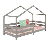 IDIMEX Lit cabane Rena lit Simple Montessori pour Enfant 90 x 190 cm, avec barrières de Protection, en pin Massif lasuré Gris