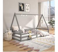 IDIMEX Lit cabane SILA 90x190 cm, lit Simple Enfant 1 Place Type Montessori, en pin Massif Gris