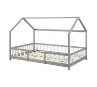Lit cabane Sisimiut pin 120 x 200 cm gris clair / blanc
