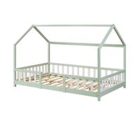 Lit cabane Sisimiut pin 120 x 200 cm vert menthe / blanc