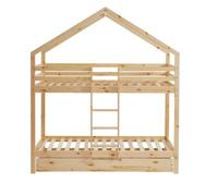 Lit cabane superposé - BAÏTA - Gamme TINY - Pin massif - 90 x 190 sommier inclus