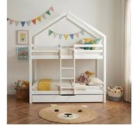 Lit cabane superposé TINY pin blanc 90x190 sommier inclus
