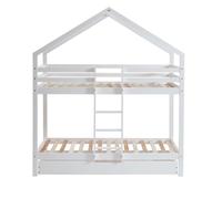 Lit cabane superposé TINY pin blanc 90x190 sommier inclus