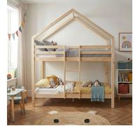 Lit cabane superposé TINY pin naturel 90x190 sommier inclus - Bois