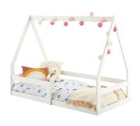 IDIMEX Lit cabane Tami 70x140 cm, lit Simple 1 Place pour bébé ou Enfant de Type Montessori, en pin Massif lasuré Blanc