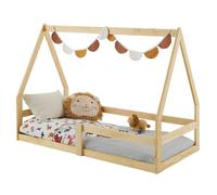IDIMEX Lit cabane Tami 70x140 cm, lit Simple 1 Place pour bébé ou Enfant de Type Montessori, en pin Massif Naturel