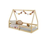 IDIMEX Lit cabane Tami 70x140 cm, lit Simple 1 Place pour bébé ou Enfant de Type Montessori, en pin Massif Naturel