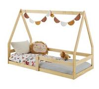 IDIMEX Lit cabane Tami 70x140 cm, lit Simple 1 Place pour bébé ou Enfant de Type Montessori, en pin Massif Naturel
