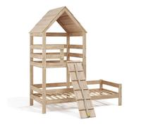 Lit cabane Teddy, 90x200 cm, Naturel bois, Vitalispa