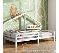 Lit cabane tipi enfant - JAERLIUB - 90x200cm - Bois massif - Blanc