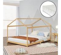 Lit d'enfant 'Vindafjord' 140x200cm bambou avec matelas