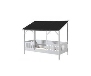 Lit Cabane Vipack Malia 90x200 avec Toit Noir - Confort et Sécurité