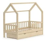 Lit enfant VitaliSpa Wiki, lit cabane, lit aire de jeux, 80 x 160, sommier à lattes inclus, 2 tiroirs