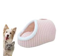 Lit caché pour chien - En peluche - Lit d'hiver pour chat - Maison chaude - Sac de couchage pour chat - Convient pour chats de petite et moyenne taille (rose, L)