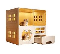 Lit Cage de Chat Salon à 2 étages pour Animaux de Compagnie avec Toilettes
