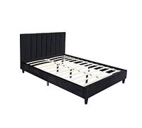 Concept Usine Lit CAMBRIDGE en velours noir 140x190