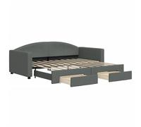 Lit canapé 2 en 1 pliable avec tiroirs de rangement, tapissé en tissu gris foncé, structure en bois et métal, 213 x 100 x 75 cm (sans extension), idéal pour salon ou chambre d'invités