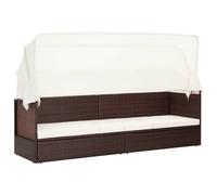 Lit-canapé d'Extérieur avec Auvent Résine Tressée Chaise Longue Jardin vidaXL
