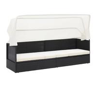 Lit-canapé d'Extérieur avec Auvent Résine Tressée Chaise Longue Jardin vidaXL