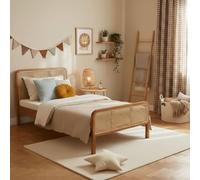 Lit cannage en pin massif marron noisette ANNA 90x190 - LT17018