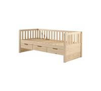 Vipack Lit capitaine enfant Fritz avec 3 tiroirs 90 x 200 cm Naturel