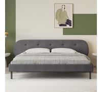 Lit Capitonné 140x190cm Gris Avec Tête De Lit Et Sommier Tulsa Gris