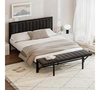 Lit capitonné, 160 x 200 cm, multifonction, avec espace de rangement et organisation, cadre de lit en fer, lit pour adolescents, lit pour adultes, lit double, velours, noir