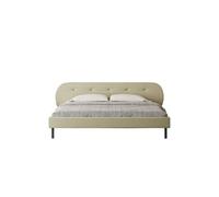 Lit capitonné 160x200cm beige avec tête de lit et sommier TULSA