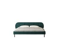 Lit capitonné 160x200cm vert avec tête de lit et sommier TULSA