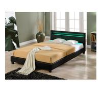 Corium Lit capitonné à LED Paris 160 x 200 cm Noir