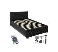 Lit capitonné avec bandes LED et espace de rangement 120x200 noir