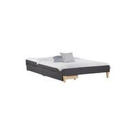 Lit capitonné avec matelas 140x200 cm 2 tiroirs Beige