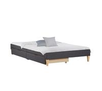 Cadre de Lit Rembourré 90x200 matelas tiroirs Sommier à lattes Gris Homestyle4u