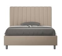 Lit capitonné design italien 160x200 cm simili cuir café au lait Nighty Avec sommier et sans coffre