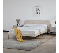 Lit capitonné Porvoo 140 x 200 cm beige [en.casa]