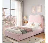 Lit capitonné rose 90x200 enfant fille velours avec rangement , lit coffre une place avec sommier, tête de lit rembourrée pour ado