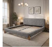 Lit Capucine - SAMPUR - 140x190 cm - Tissu feutrine premium - Tête de lit rembourrée